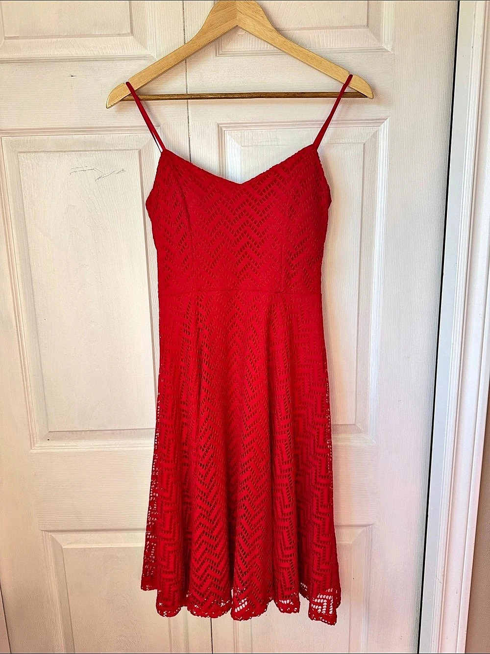 Urban Heritage Geometric Midi Dress in Red Size Medium Like New